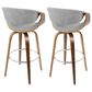 LumiSource Curvini 30" Swivel Barstool with Grey Upholstery in Walnut and Chrome (Set of 2), , large