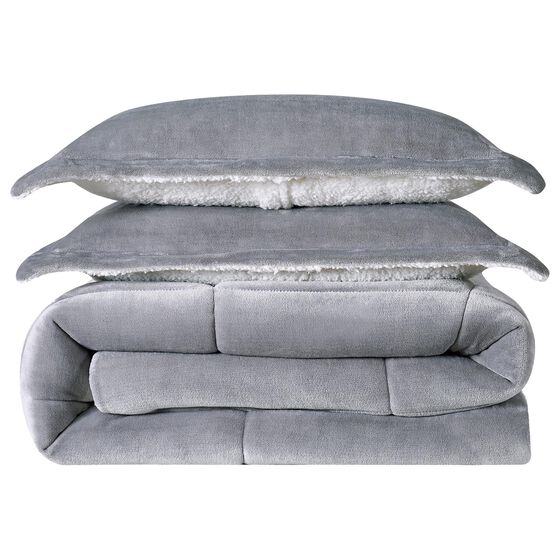 Pem America Truly Soft Cuddle Warmth 3-Piece Full/Queen Comforter Set in Grey