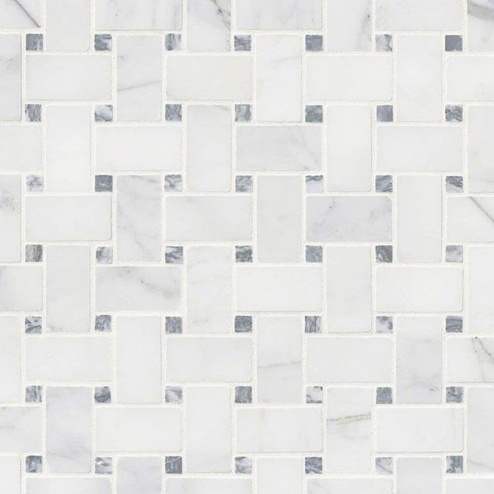 MS International Calacatta Cressa White 12&quot; x 12&quot; Basketweave Natural Stone Mosaic Sheet, , large