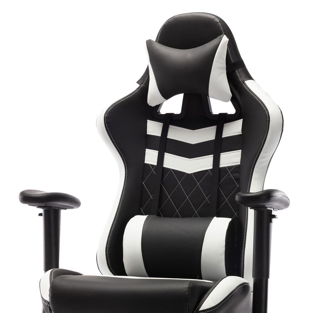Furniture of America Felix Gaming Chair in White and Black, , large