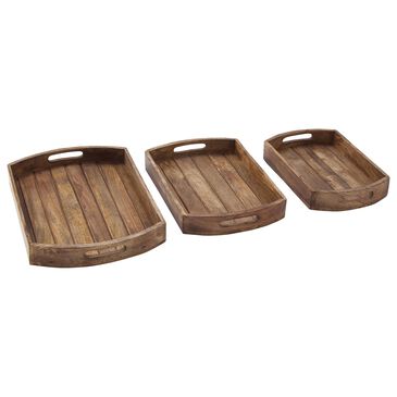 Maple and Jade Rustic Tray in Light Brown (Set of 3), , large