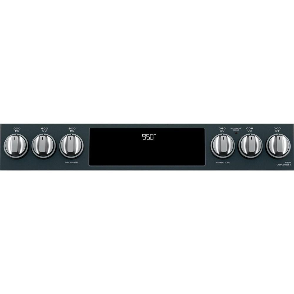 Cafe 30&quot; Slide-In Front Control Induction and Convection Double Oven Range in Matte Black With Brushed Stainless Handles and Control Knobs, , large