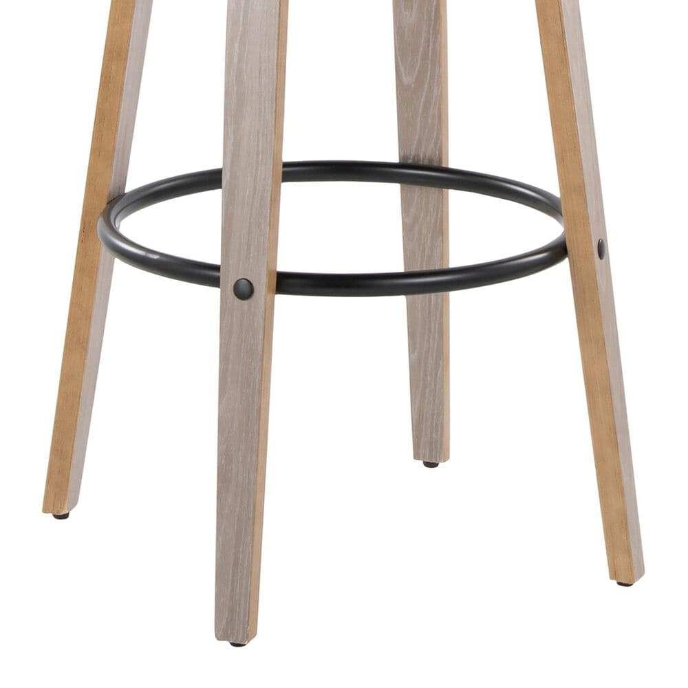 LumiSource Grotto 30" Swivel Barstool with White Faux Leather Upholstery in Light Grey and Black (Set of 2), , large