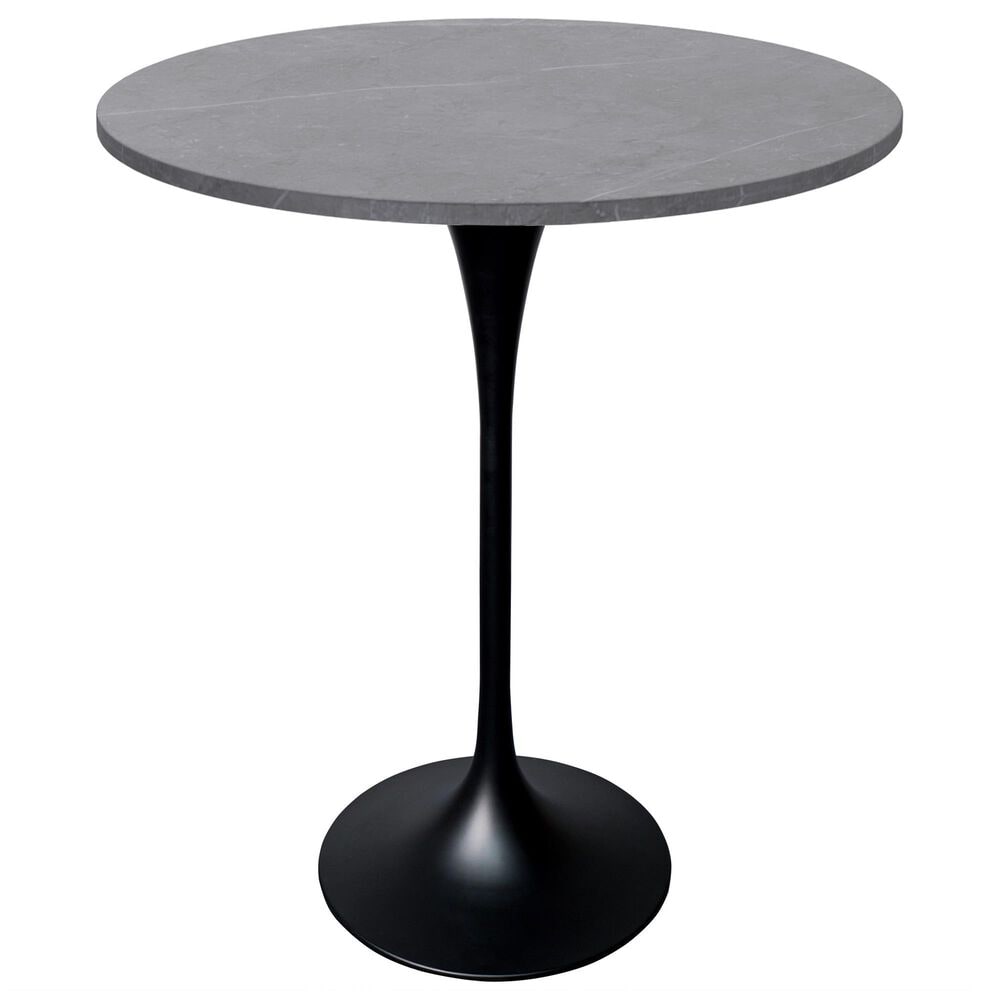Leisuremod Verve 36" Round Bar Height Dining Table with Sintered Stone Top in Black and Grey - Table Only, , large