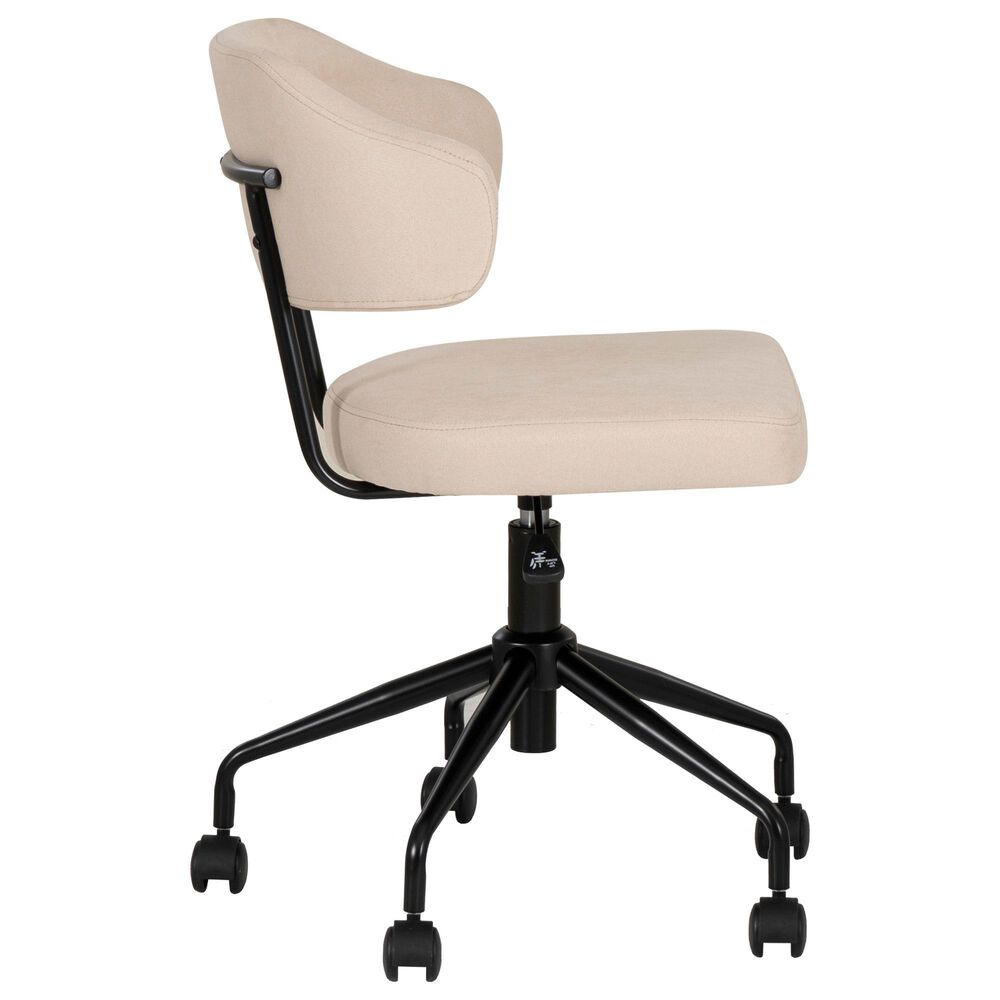 Linon Home Decor Tristan Swivel Office Chair with Beige Cushion in Black, , large