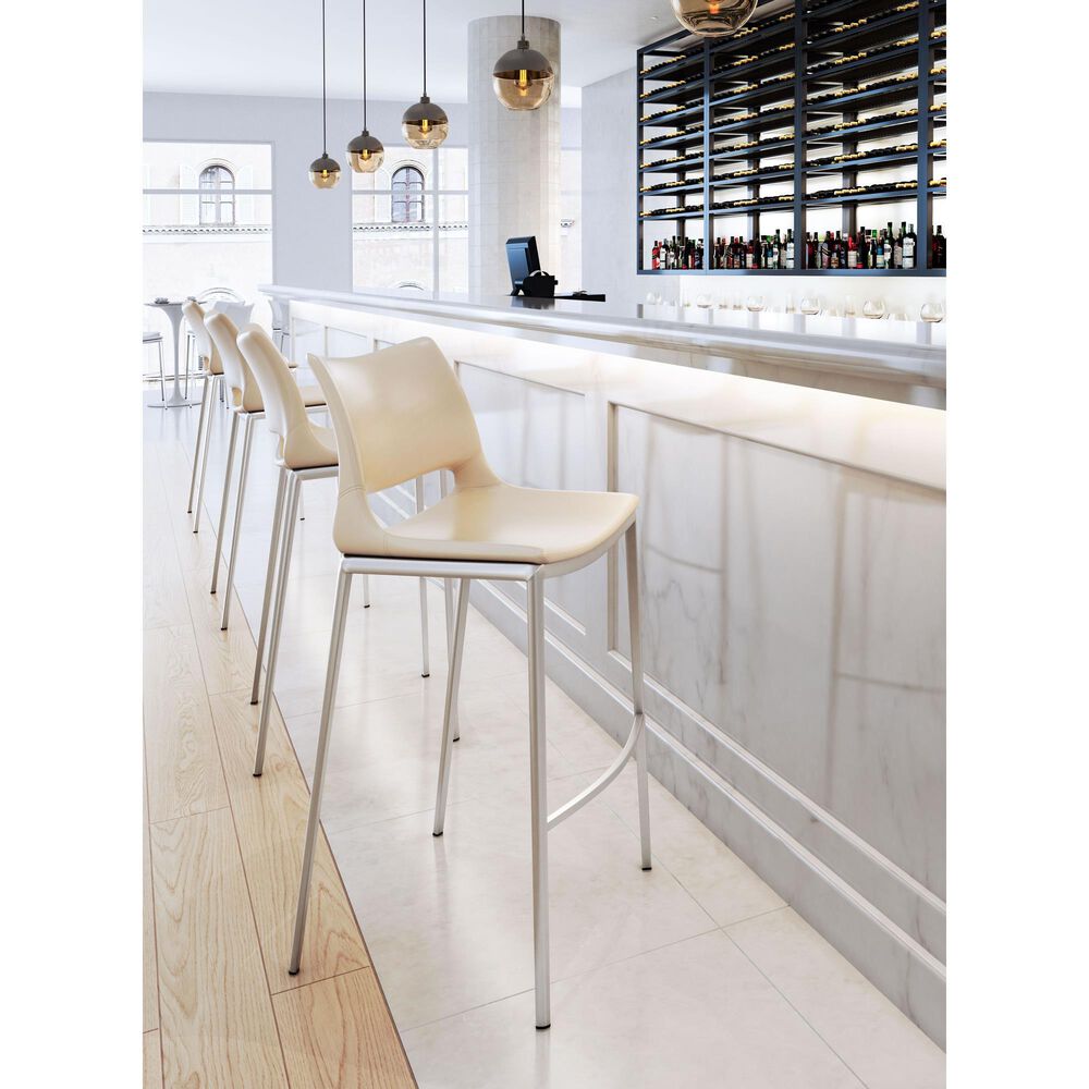 Zuo Modern Ace Bar Stool in Light Pink and Silver &#40;Set of 2&#41;, , large