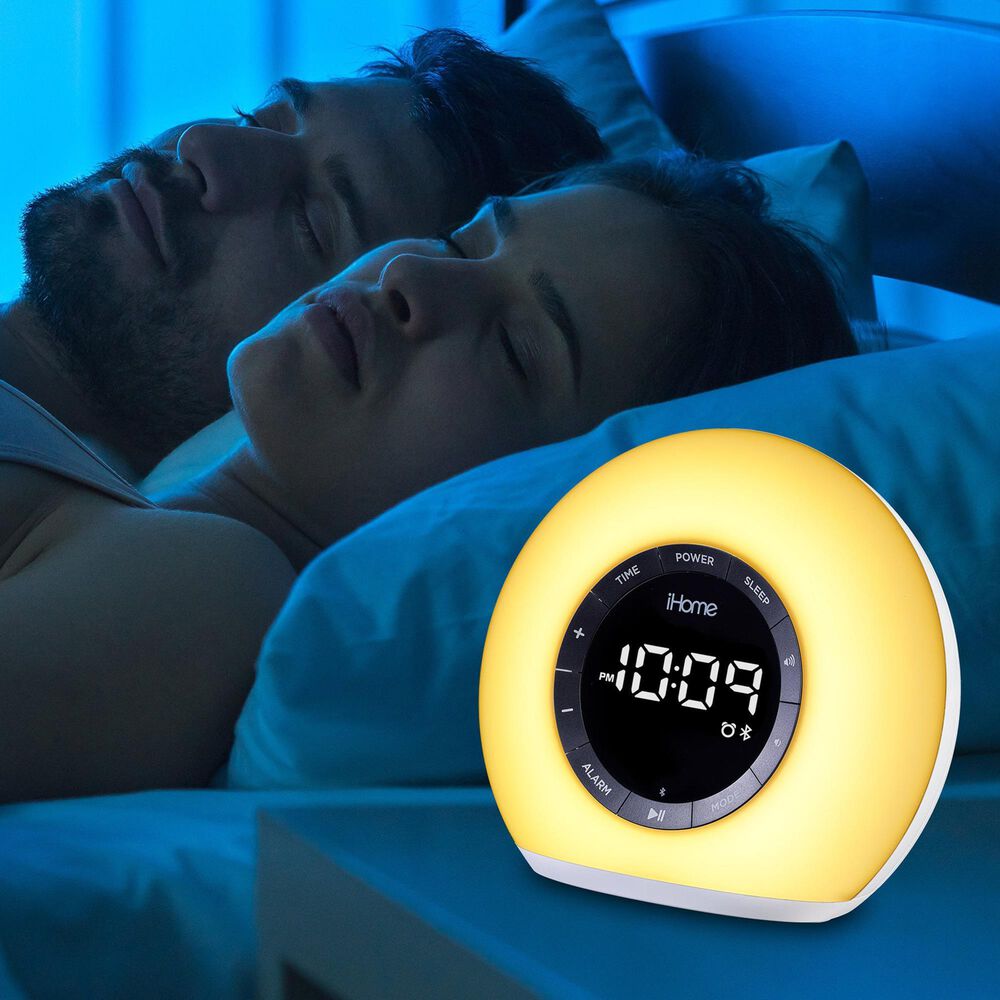 iHome Sunrise Alarm Clock Radio with Bluetooth Speaker in White, , large