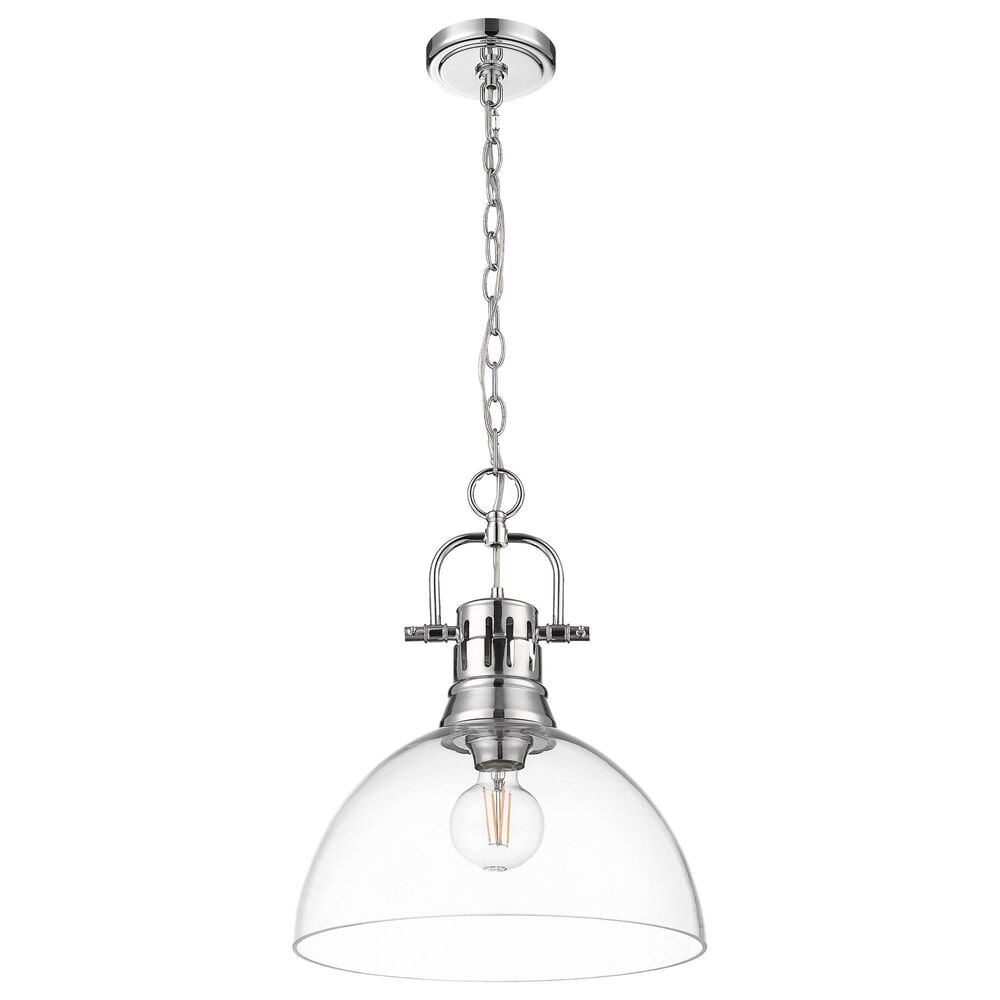 Golden Lighting Duncan 1-Light Pendant with Chain and Clear Glass Shade in Chrome, , large