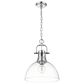 Golden Lighting Duncan 1-Light Pendant with Chain and Clear Glass Shade in Chrome, , large