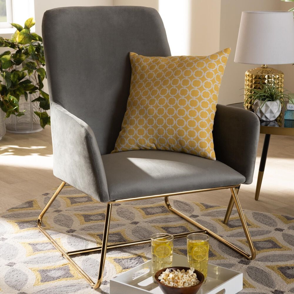 Baxton Studio Sennet Arm Chair in Grey, , large