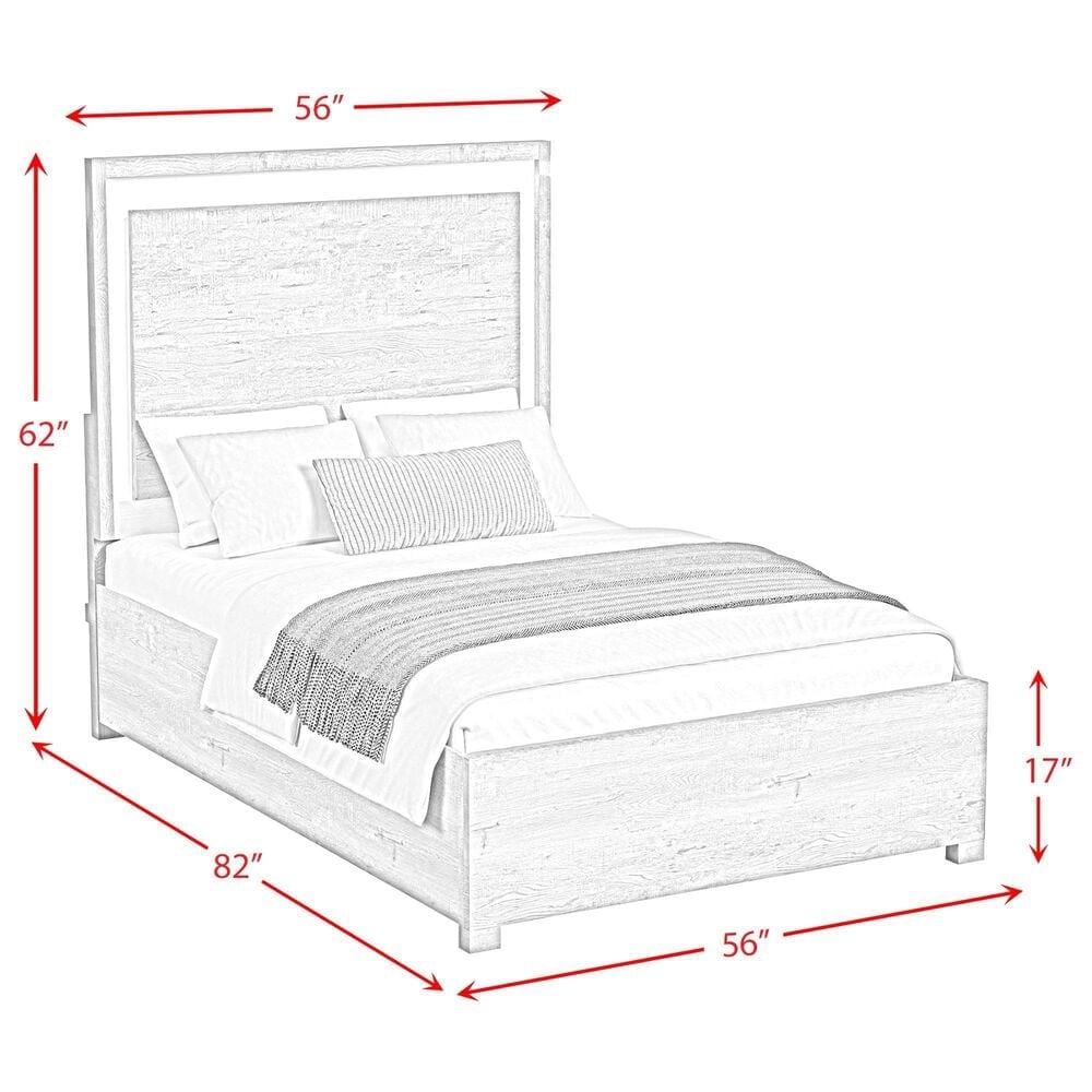 Mayberry Hill San Matteo Full Panel Bed with LED Light in Ash Grey and White, , large
