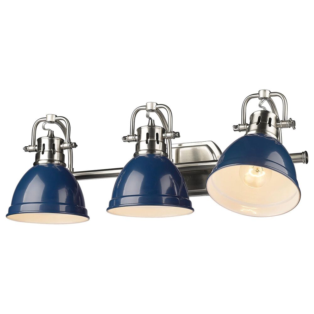 Golden Lighting Duncan 3-Light Bath Vanity with Navy Shades in Pewter, , large