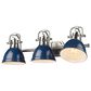 Golden Lighting Duncan 3-Light Bath Vanity with Navy Shades in Pewter, , large