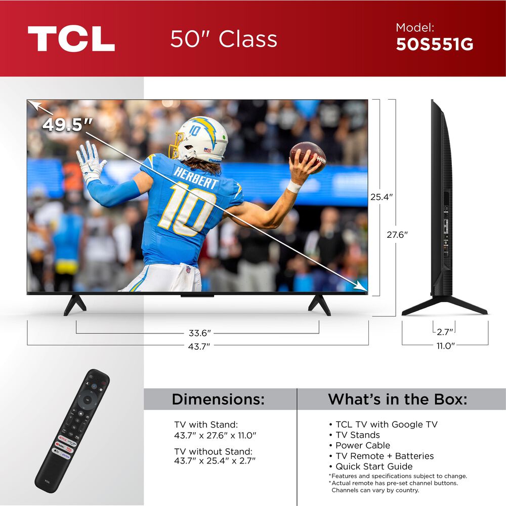 TCL 50&quot; Class S5 4K UHD HDR LED with Google TV in Black - Smart TV, , large