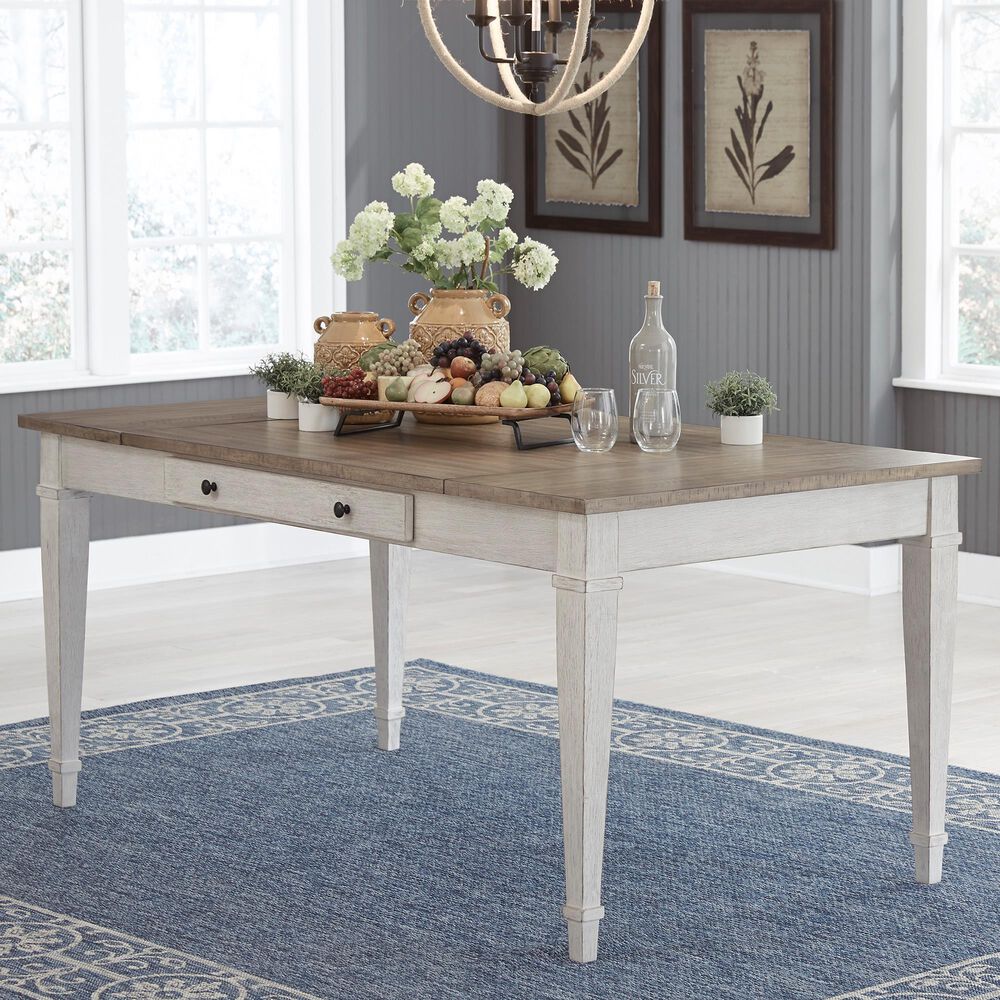 Ashley Skempton Dining Table in White and Light Brown - Table Only, , large