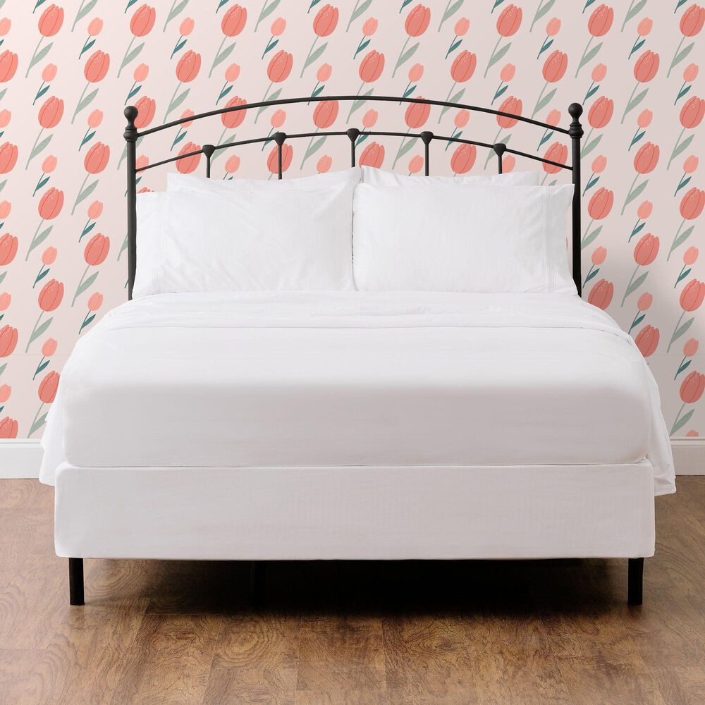 4-Piece Queen Solid Embroidered Sheet Set in White, , large