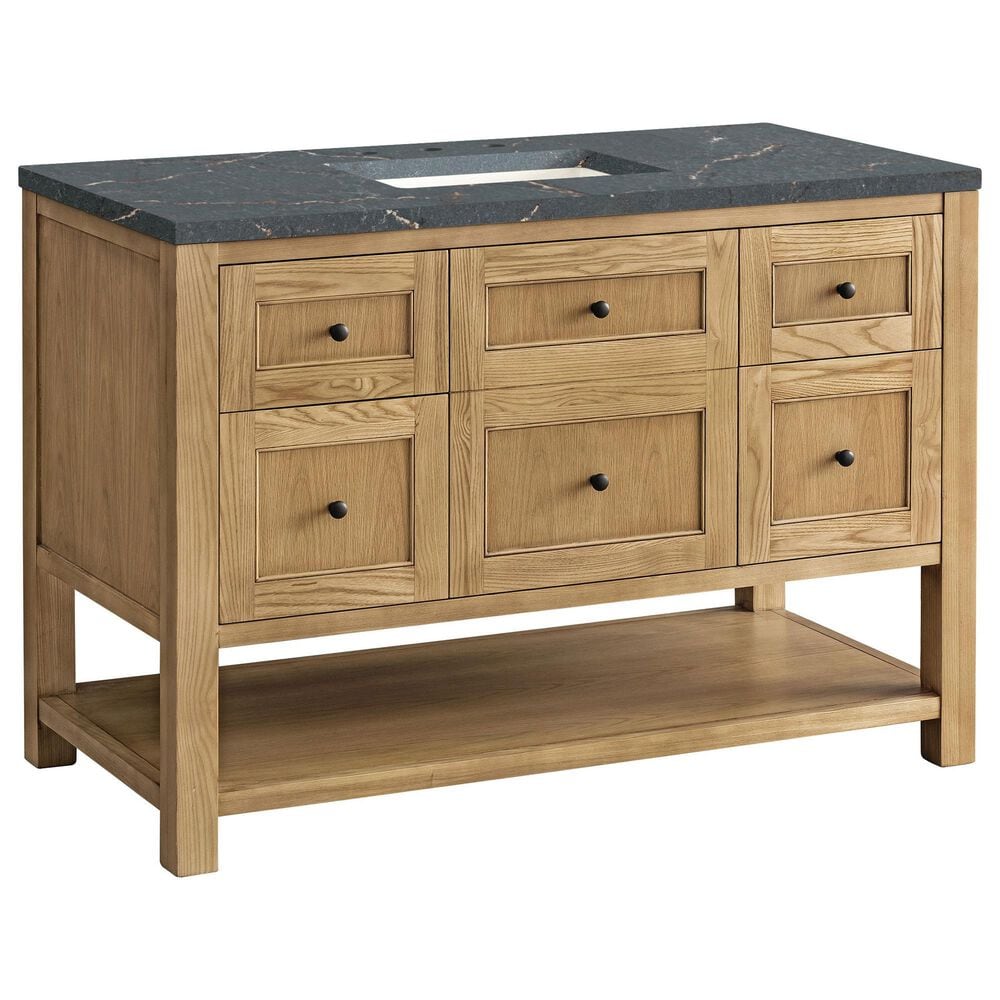 James Martin Vanities Breckenridge 48" Single Bathroom Vanity in Light Natural Oak with 3 cm Parisien Bleu Quartz Top and Rectangular Sink, , large