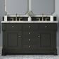 James Martin Vanities Brookfield 60" Double Bathroom Vanity in Black Onyx with 3 cm Carrara White Marble Top and Rectangular Sinks, , large