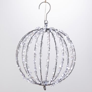 The Gerson Company 9.8" Electric Crystal Foldable Metal Sphere with 120 Cool White Micro LED Lights in White, , large