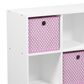 HOMLUX 6-Cube Bookshelf Bookcase with Light Pink Storage Bins in White, , large