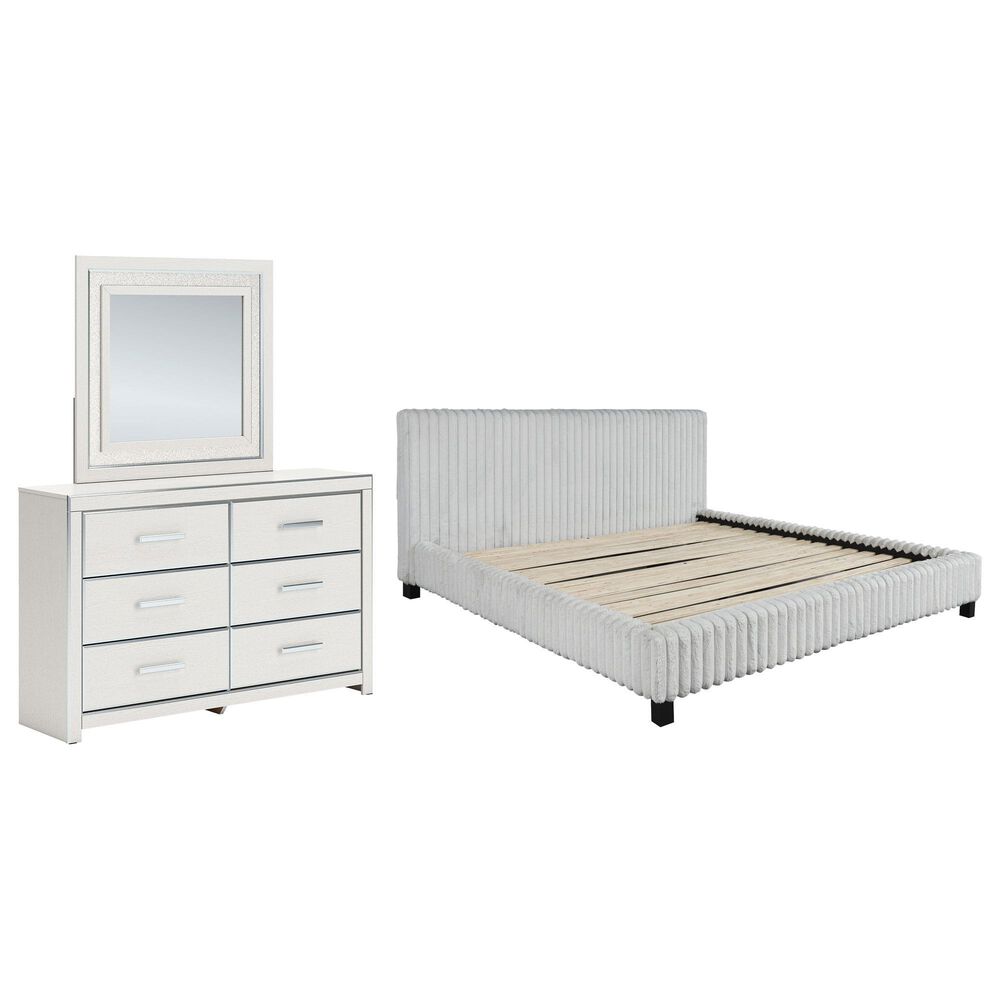 Ashley Zuraleus 3-Piece King Upholstered Platform Bedroom Set in Matte White, , large