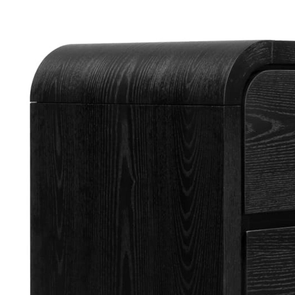 Urban Home Elora Queen Upholstered Bed with Two Nightstand in Jet Black, , large