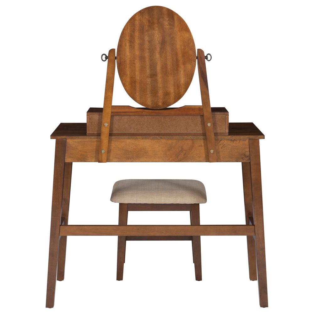 Linon Home Decor Lorna Vanity with Stool in Walnut, , large