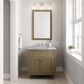 James Martin Vanities Chicago 30" Single Bathroom Vanity in Walnut Whisper with 3 cm Carrara White Marble Top and Rectangular Sink, , large