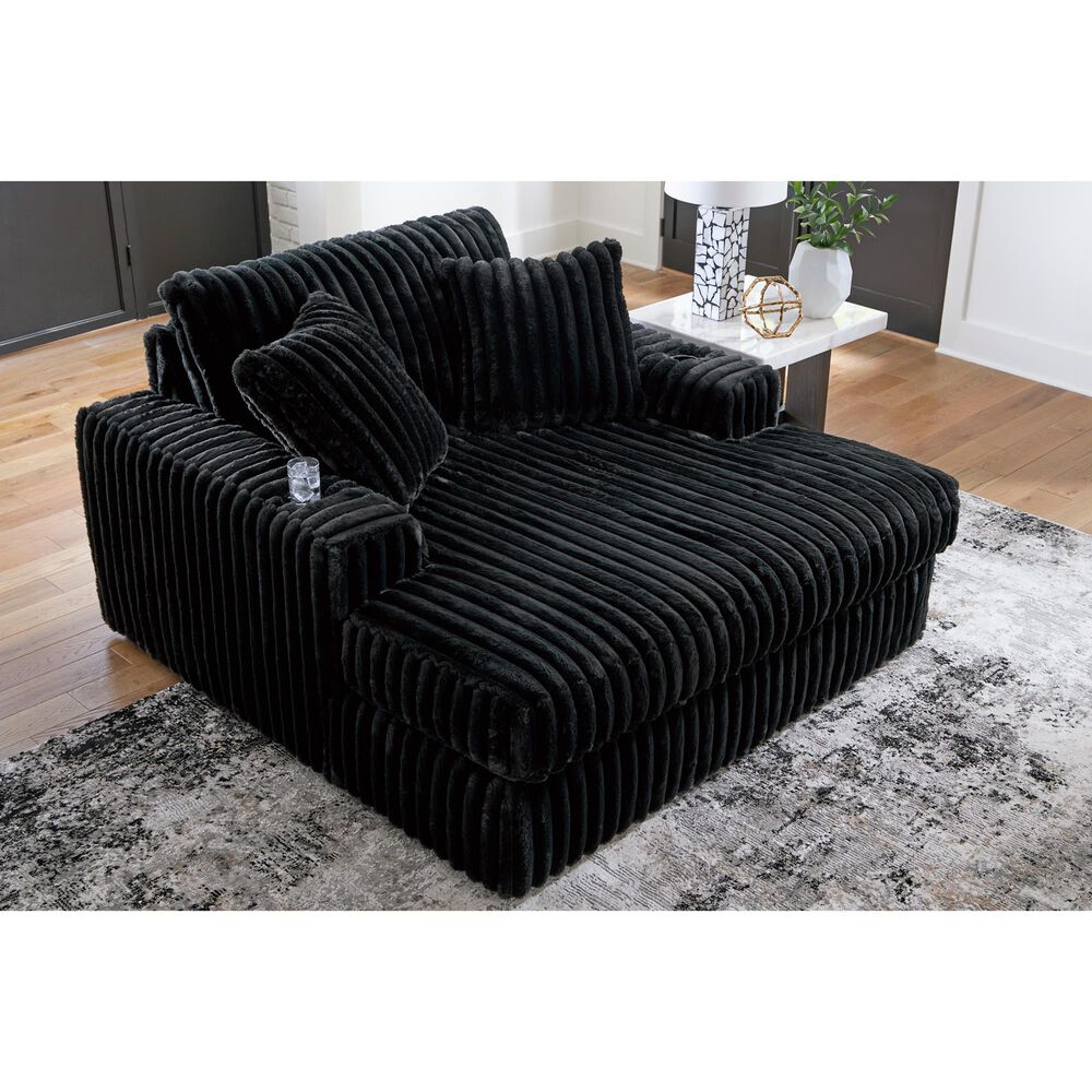 Ashley Midnight-Madness Oversized Chaise in Onyx, , large