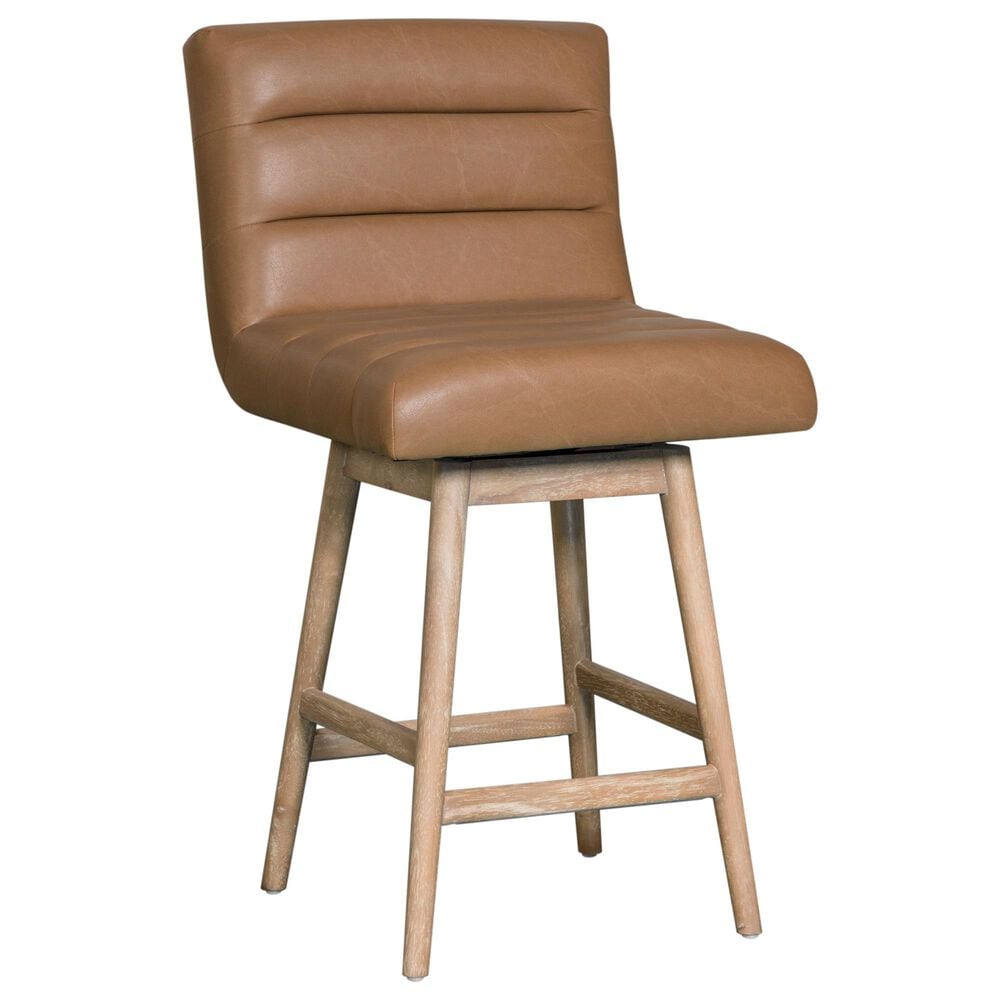 Armen Living Elias 26" Swivel Counter Height Stool in Washed Wood, , large