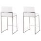 Lumisource Fuji Stackable Counter Stool with White Velvet Cushion in Brushed Stainless Steel (Set of 2), , large