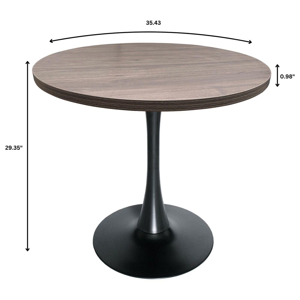 Leisuremod LeisureMod Bristol Dining table, Black Base with 36 Round Dark Walnut MDF top, , large