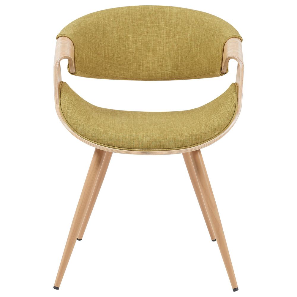 Armen Living Butterfly Arm Chair with Green Upholstery in Oak, , large