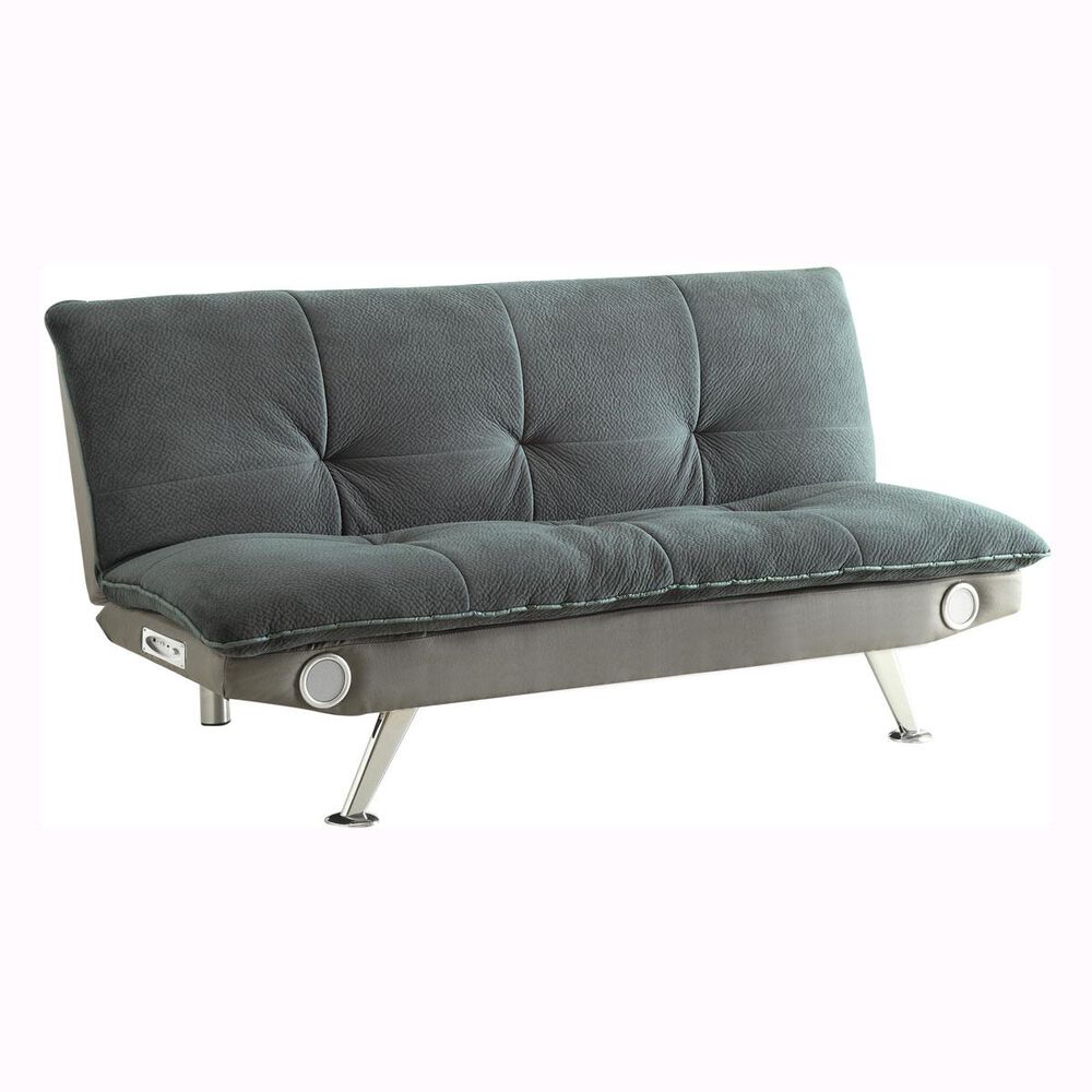 Pacific Landing Convertible Sofa with Built-In Bluetooth Speakers in Grey Velvet, , large