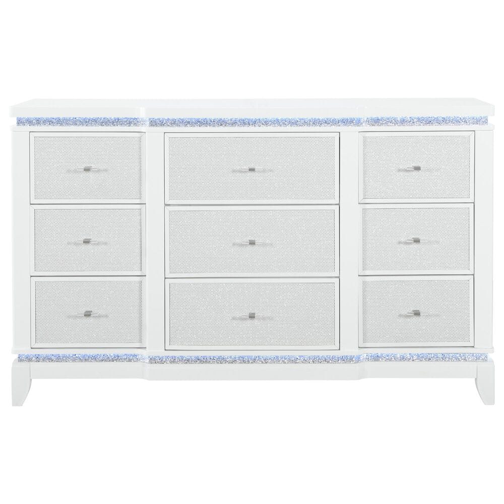 Global Furniture USA Alina 9-Drawer Dresser with Mirror in White, , large
