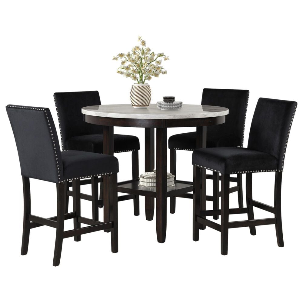 New Heritage Celeste 5-Piece Round Counter Height Dining Set in Espresso, , large