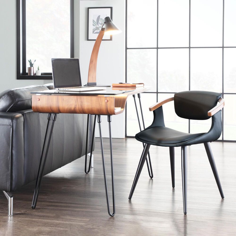 Lumisource Avery Writing Desk in Black, Walnut and Clear, , large