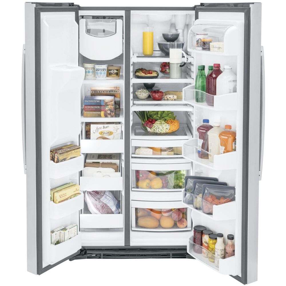 GE Profile 25.3 Cu. Ft. Side-by-Side Refrigerator in Fingerprint Resistant Stainless Steel, , large