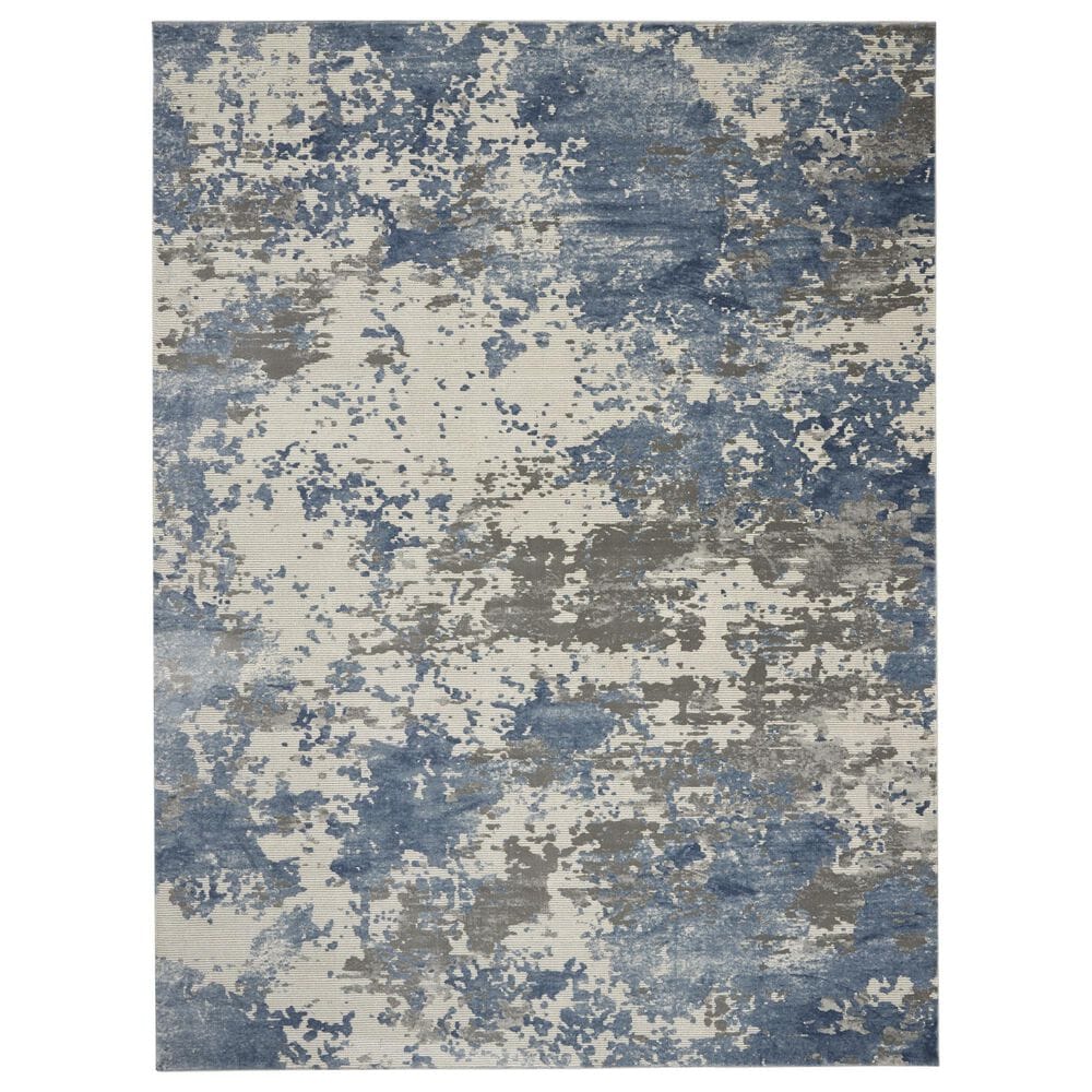 Nourison Rustic Textures RUS08 Grey and Blue 7"10" x 10"6" Area Rug, , large