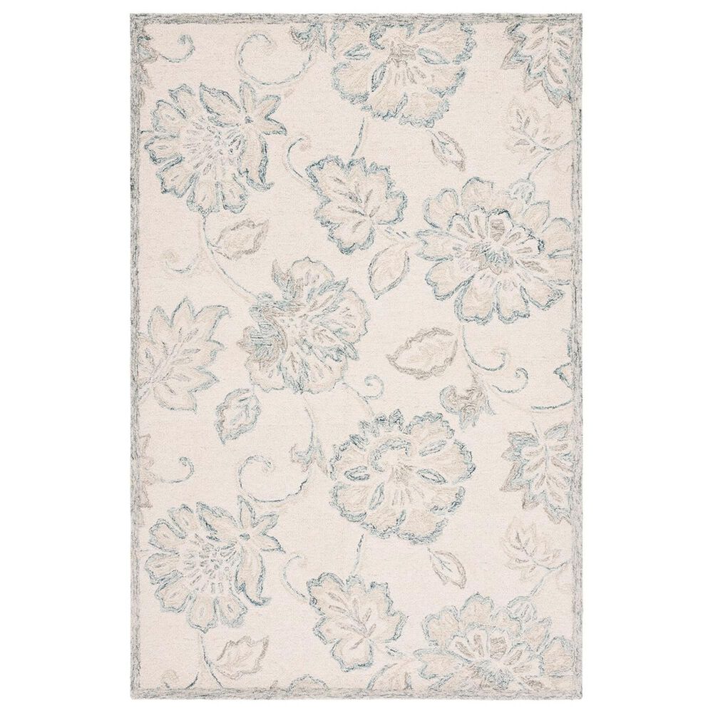 Safavieh Micro-Loop MLP477A 3" x 5" Ivory and Blue Area Rug, , large