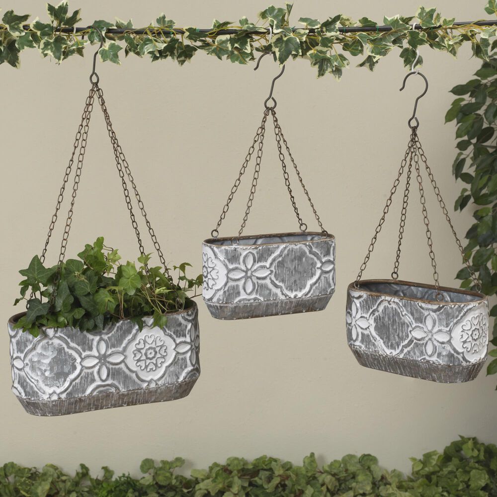 The Gerson Company Nesting Hanging Planters in Gray &#40;Set of 3&#41;, , large