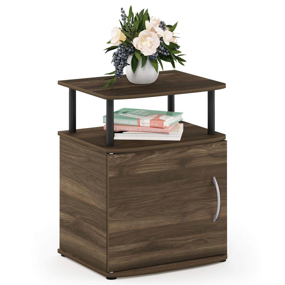 HOMLUX End Table with Open Shelf in Columbia Walnut and Black, , large