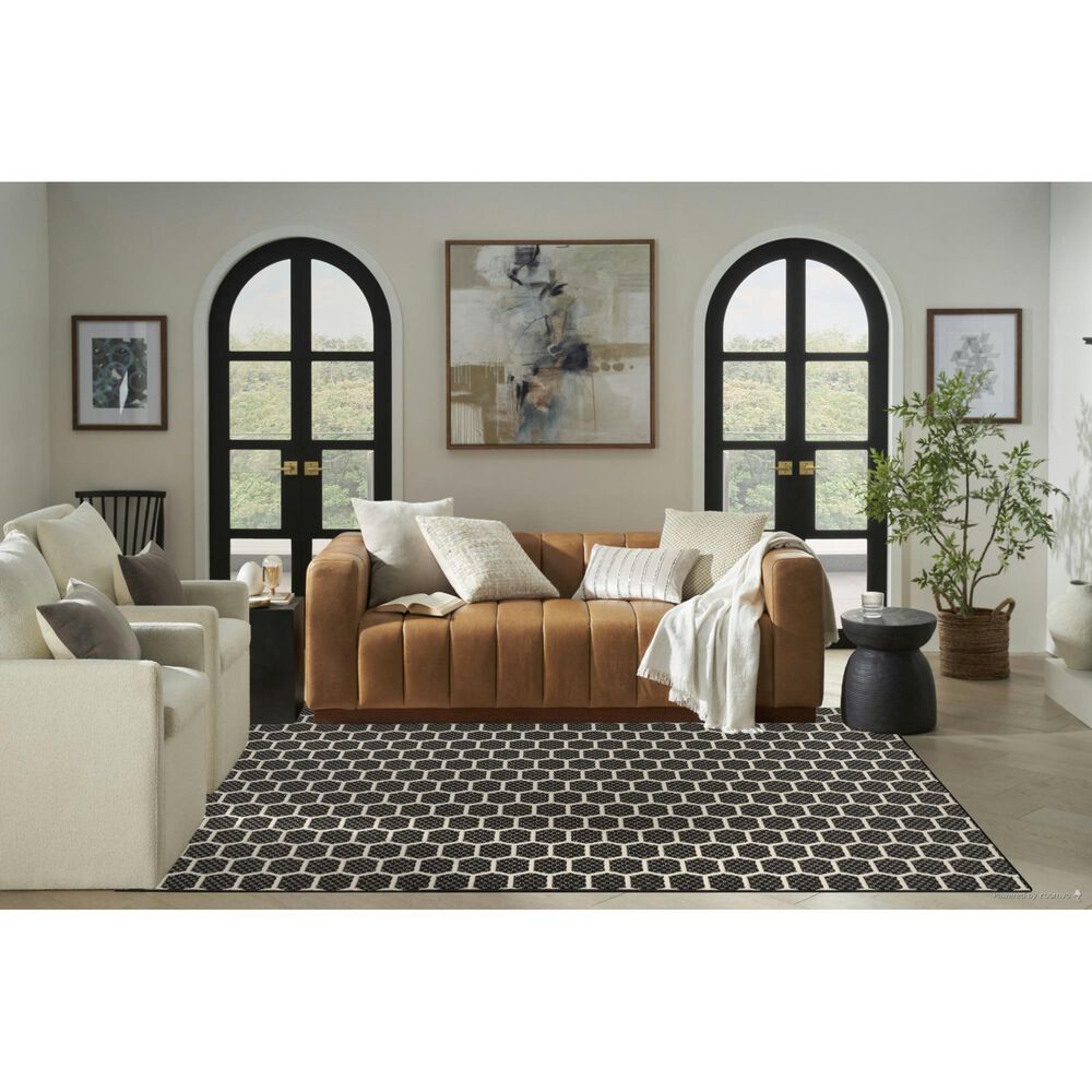Nourison Twist Reversible 6&#39; x 9&#39; Black Indoor/Outdoor Area Rug, , large