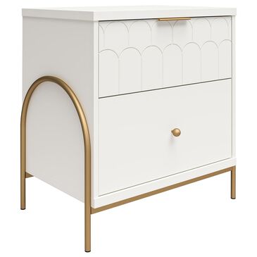 DHP Anastasia 2-Drawer Nightstand in White and Gold, , large