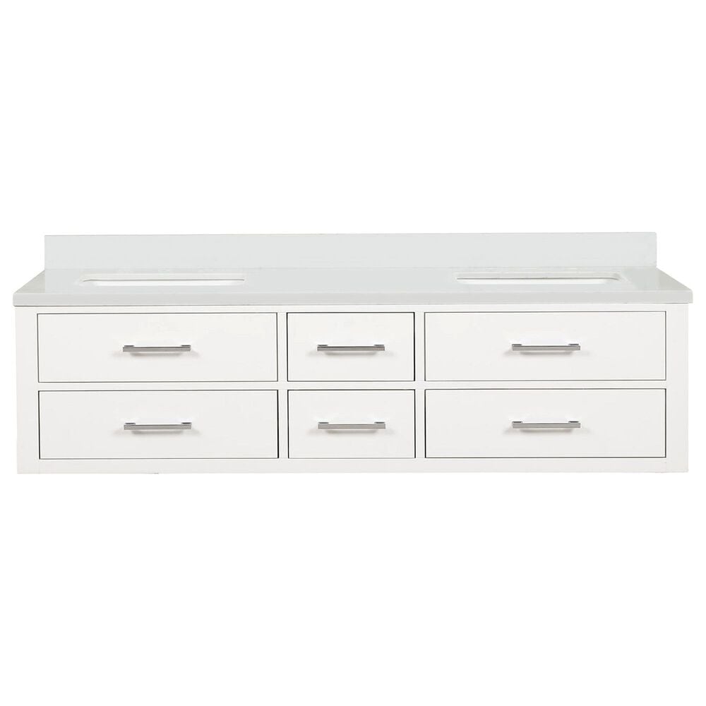 Lexora Home Castor 72&quot; Double Bathroom Vanity in White with 2 cm White Cultured Marble Top and Rectangular Sinks, , large