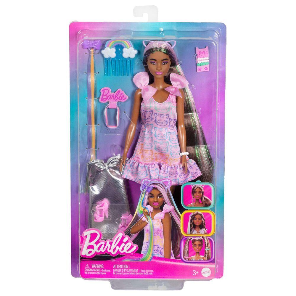 Barbie Fun &amp; Fancy Brunette Fashion Doll with Accessories in Silver, Purple and White, , large