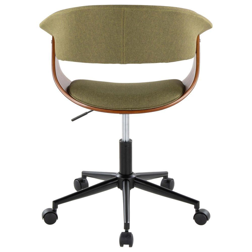 Lumisource Vintage Mod Office Chair with Green Cushion in Walnut and Black, , large