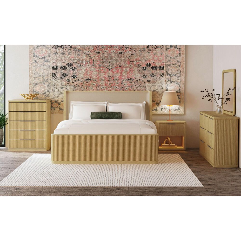 37B Sylvie Queen Upholstered Panel Bed in Natural, , large