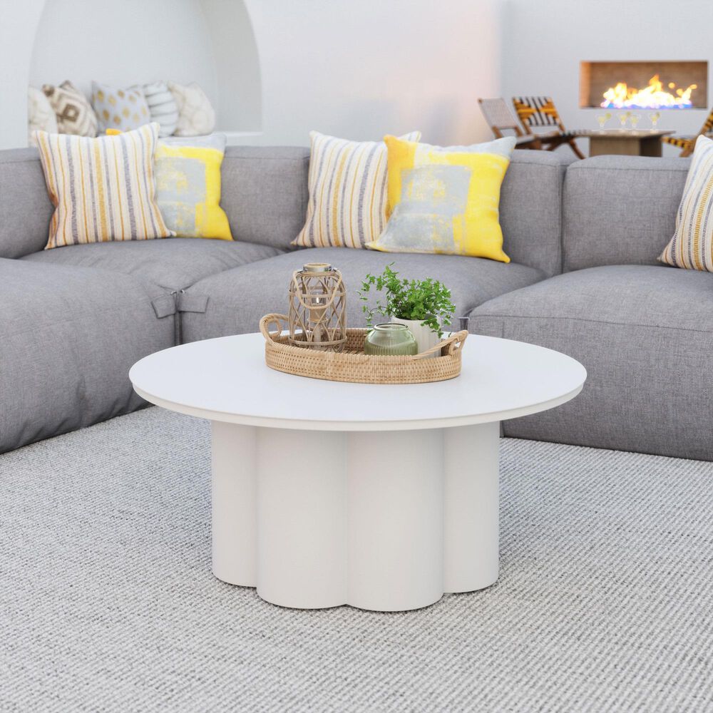 Zuo Modern Palmier Patio Coffee Table in White, , large
