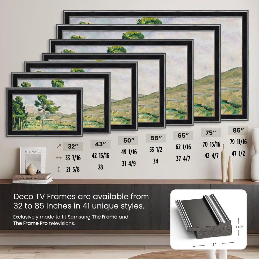 Deco TV Frames Premiere 50" 50"  Premiere Bezel for Samsung the Frame TV in Antique Silver and Black, , large